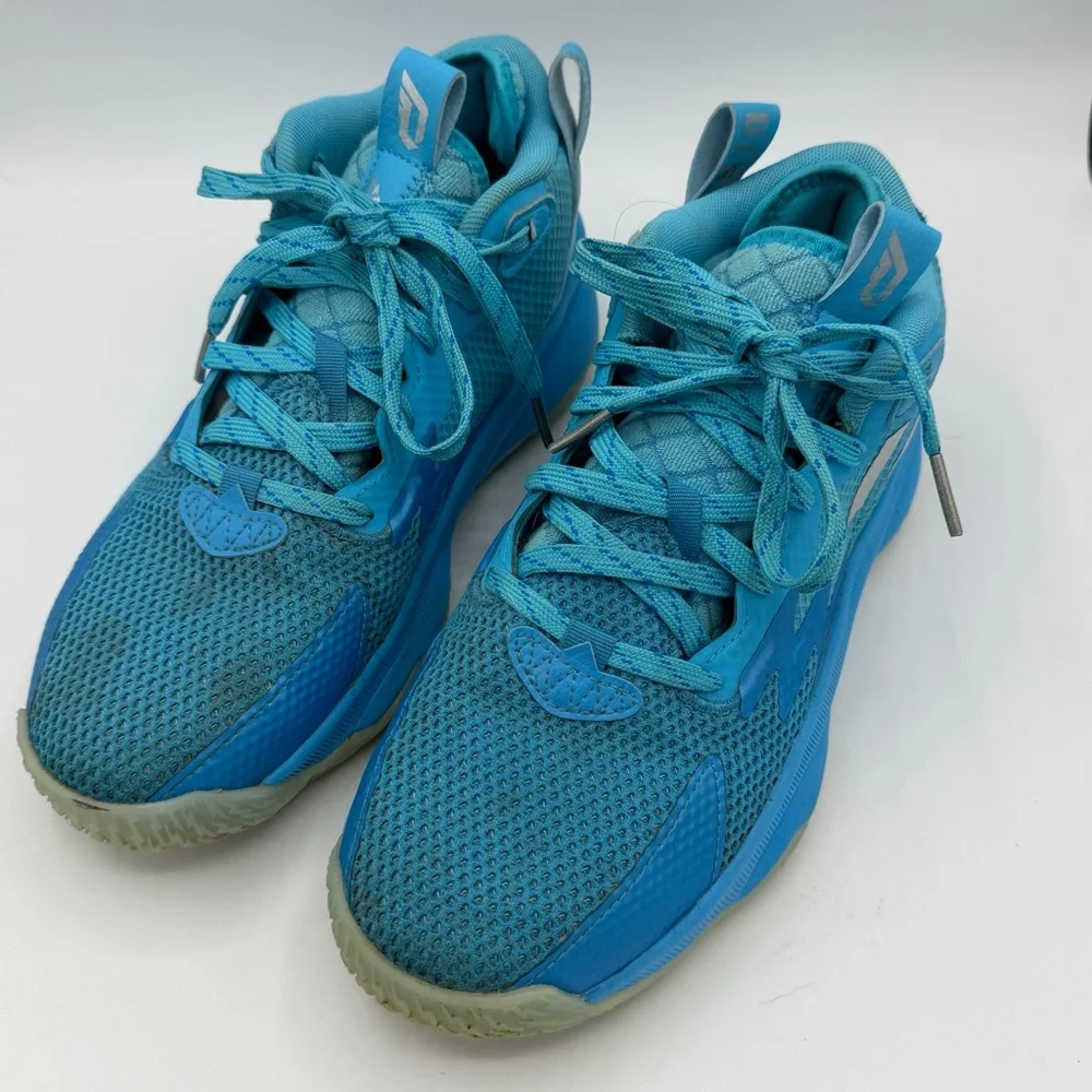 Adidas Dame 8 “Young Dolla” Blue Cyan Silver Basketball Shoes Men’s 5.5 - Picture 2 of 10